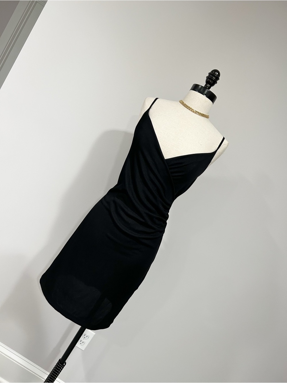H&M Black Spaghetti-Strap Wrap Mini Dress